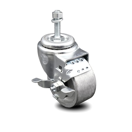 Service Caster Semi Steel Swivel TS Caster w/Roller Bearing - 3" Wheel & 10MM Stem w/Brake SCC-TS20S315-SSR-TLB-M1015